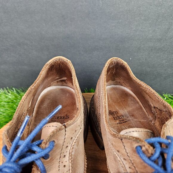 Allen Admonds Neumok Dress Shoes Mens 9.5 D Brown Blue Wingtip Oxford Leather - Picture 7 of 12